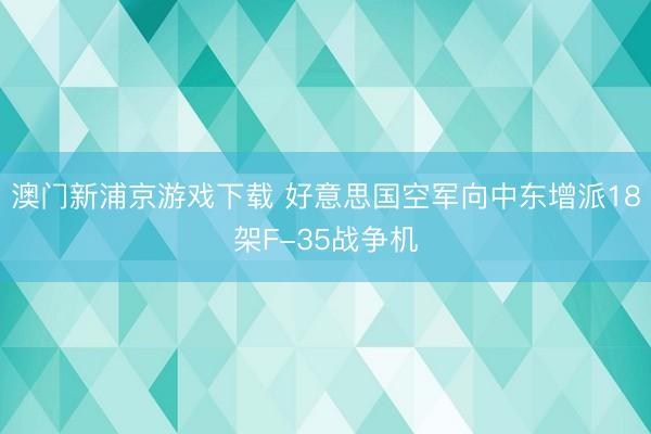 澳门新浦京游戏下载 好意思国空军向中东增派18架F-35战争机