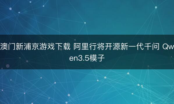 澳门新浦京游戏下载 阿里行将开源新一代千问 Qwen3.5模子