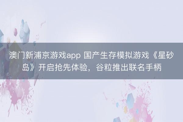 澳门新浦京游戏app 国产生存模拟游戏《星砂岛》开启抢先体验，谷粒推出联名手柄