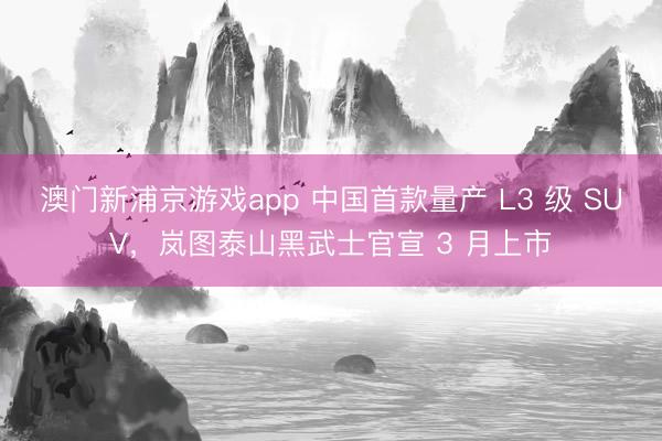 澳门新浦京游戏app 中国首款量产 L3 级 SUV，岚图泰山黑武士官宣 3 月上市