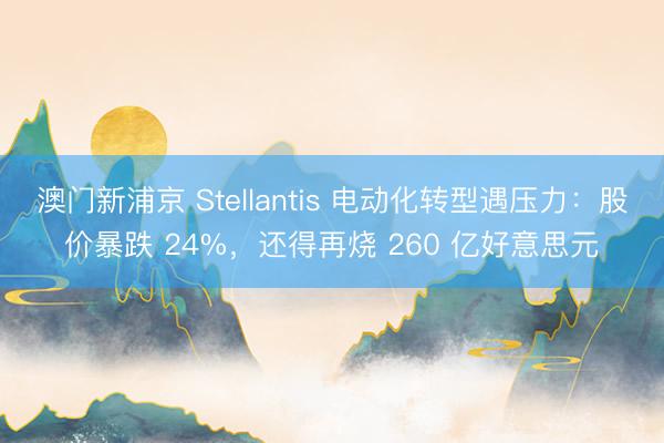 澳门新浦京 Stellantis 电动化转型遇压力:股价暴跌 24%,还得再烧 260 亿好意思元