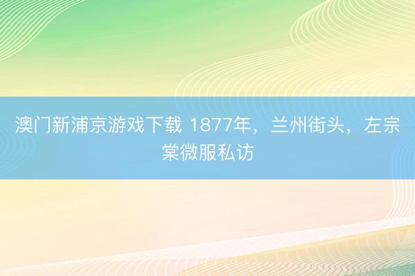 澳门新浦京游戏下载 1877年，兰州街头，左宗棠微服私访